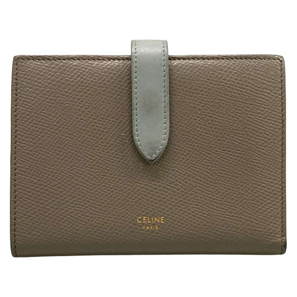 Celine Medium Strap Wallet Bifold Wallet Pebble Mineral